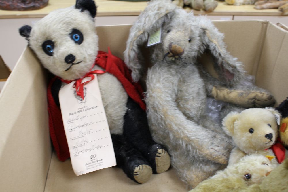 A collection of modern teddy bears and soft toys